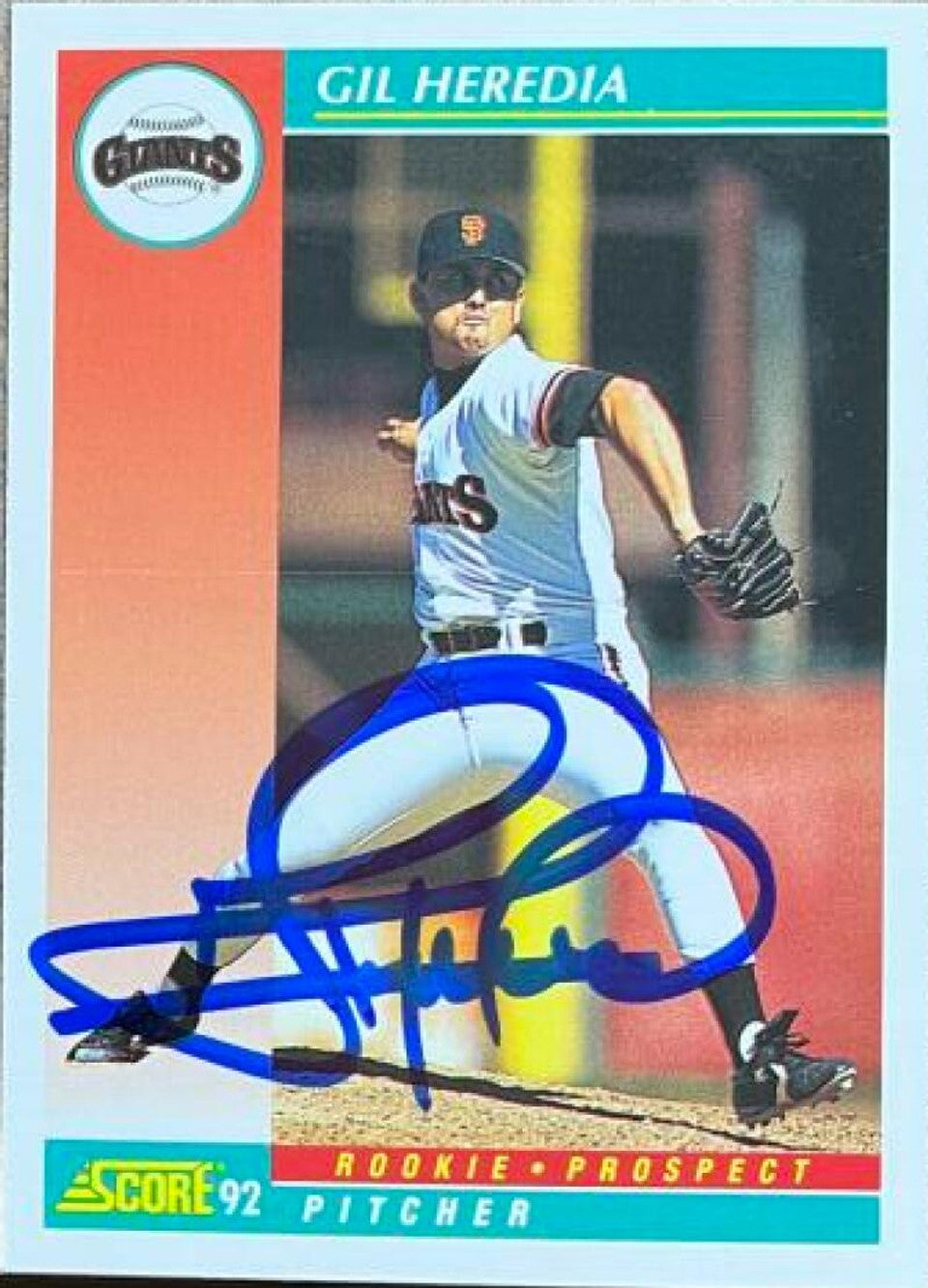 Gil Heredia Signed 1992 Score Baseball Card - San Francisco Giants