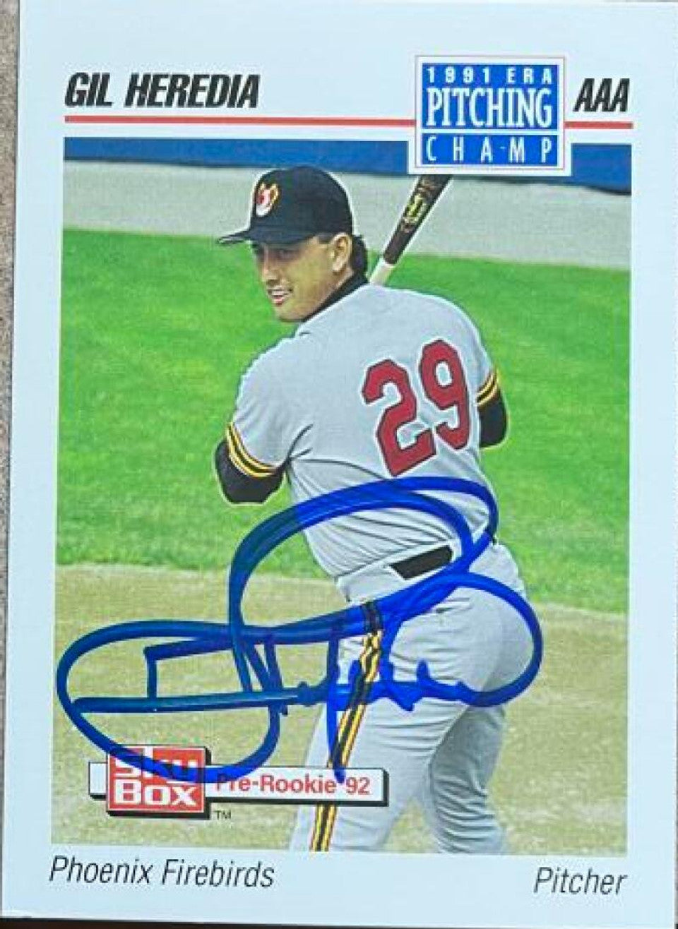 Gil Heredia Signed 1992 Skybox AAA Baseball Card - Phoenix Firebirds