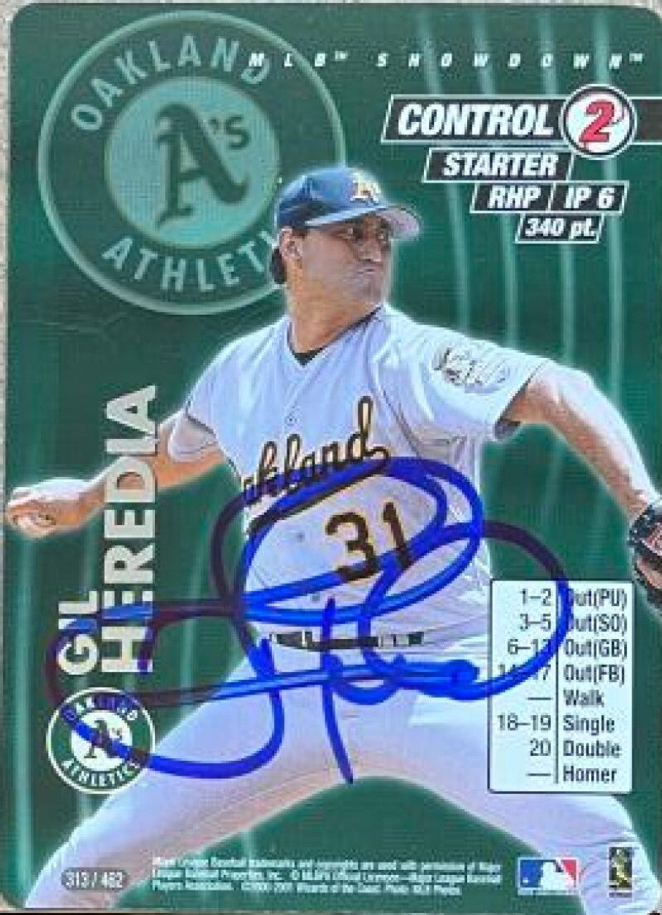 Gil Heredia Signed 2001 MLB Showdown Unlimited Baseball Card - Oakland A's