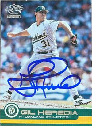 Gil Heredia Signed 2001 Pacific Baseball Card - Oakland A's