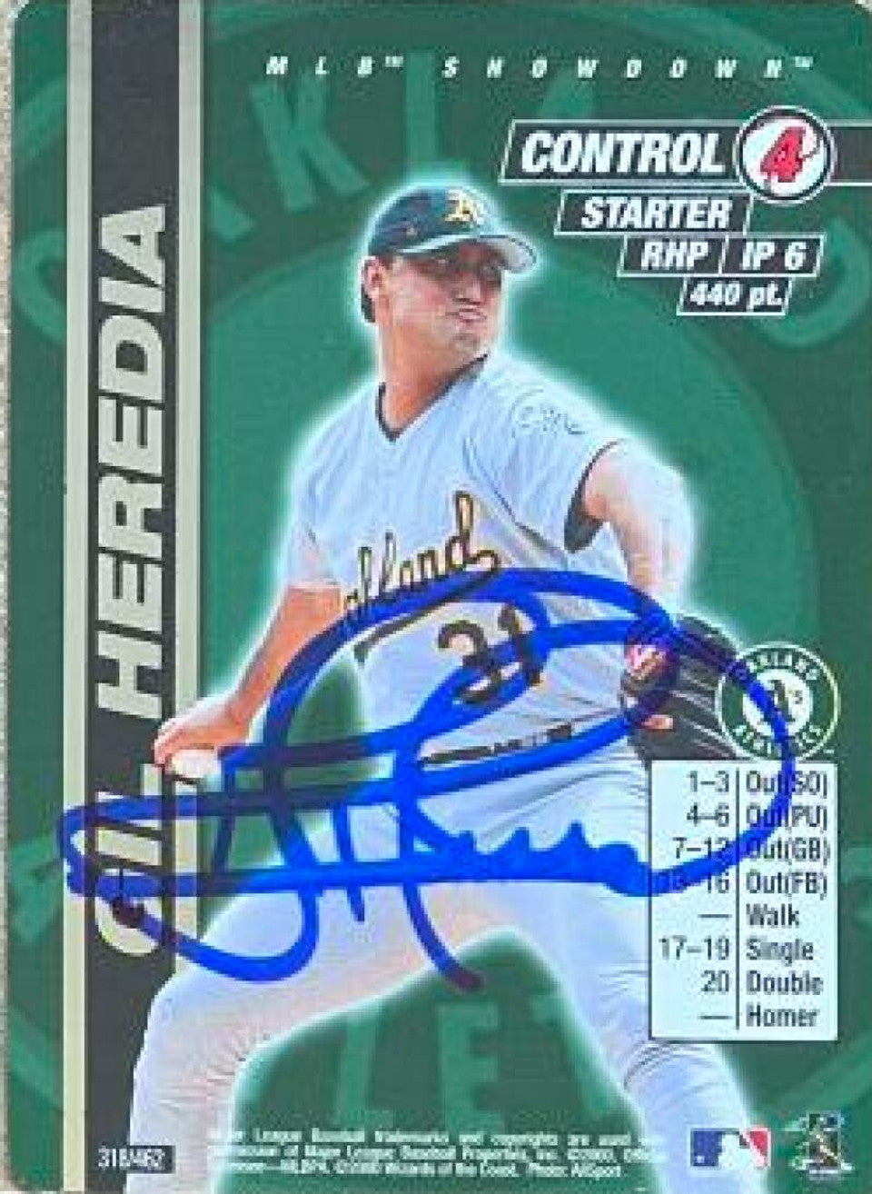 Gil Heredia Signed 2000 MLB Showdown Unlimited Baseball Card - Oakland A's