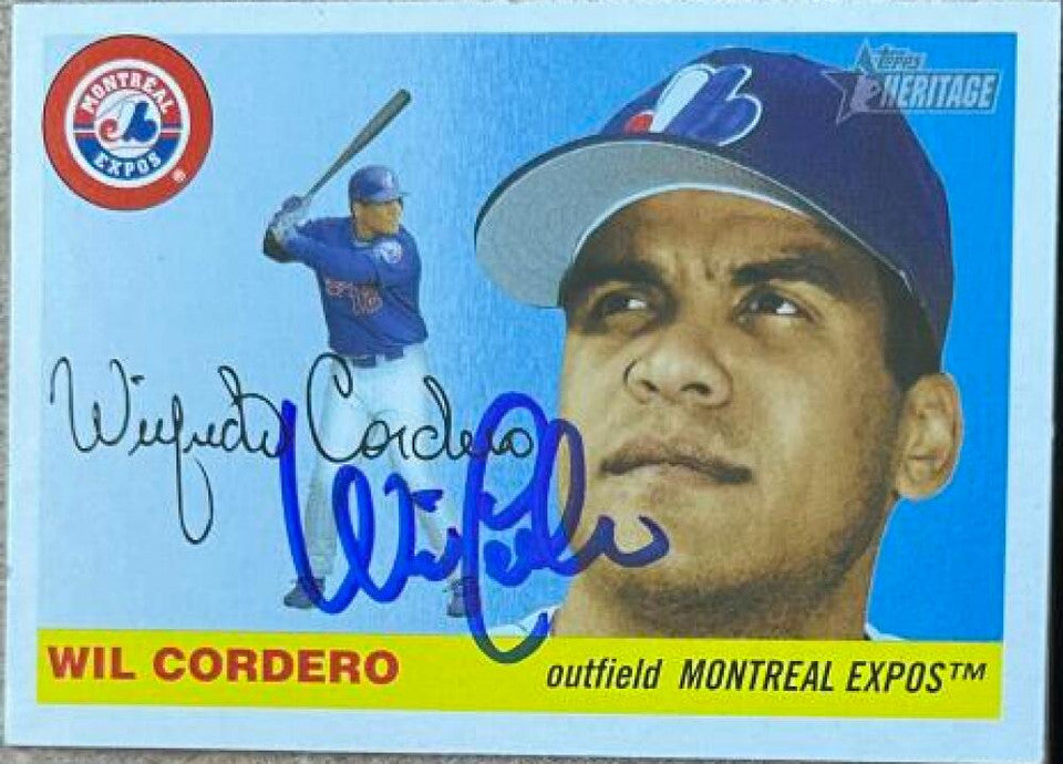 ウィル・コルデロ直筆サイン入り 2004 Topps Heritage ベースボールカード - モントリオール エクスポズ