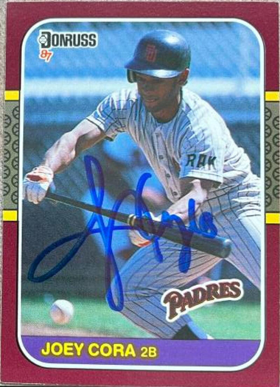 Joey Cora Signed 1987 Donruss Opening Day Baseball Card - San Diego Padres