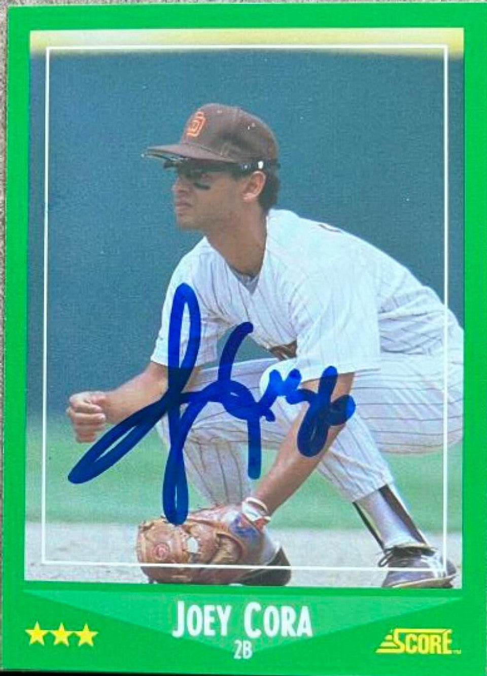 Joey Cora Signed 1988 Score Baseball Card - San Diego Padres