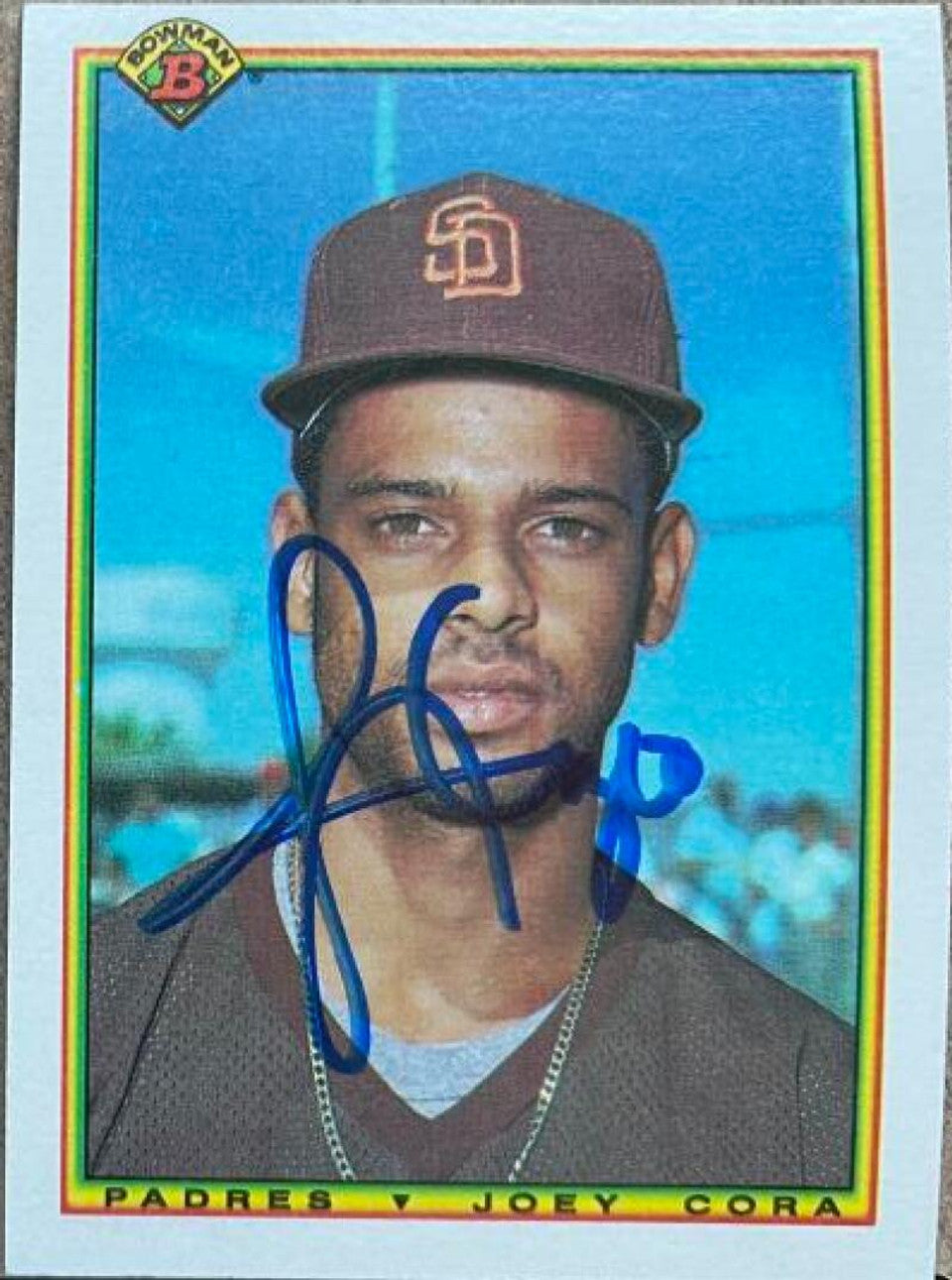 Joey Cora Signed 1990 Bowman Baseball Card - San Diego Padres