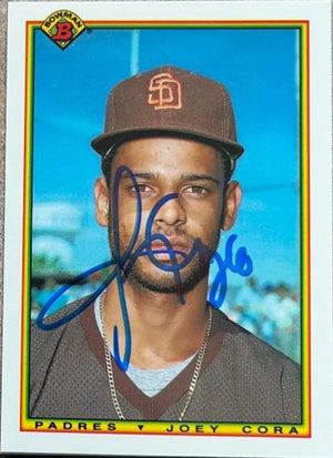 Joey Cora Signed 1990 Bowman Tiffany Baseball Card - San Diego Padres
