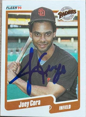 Joey Cora Signed 1990 Fleer Baseball Card - San Diego Padres