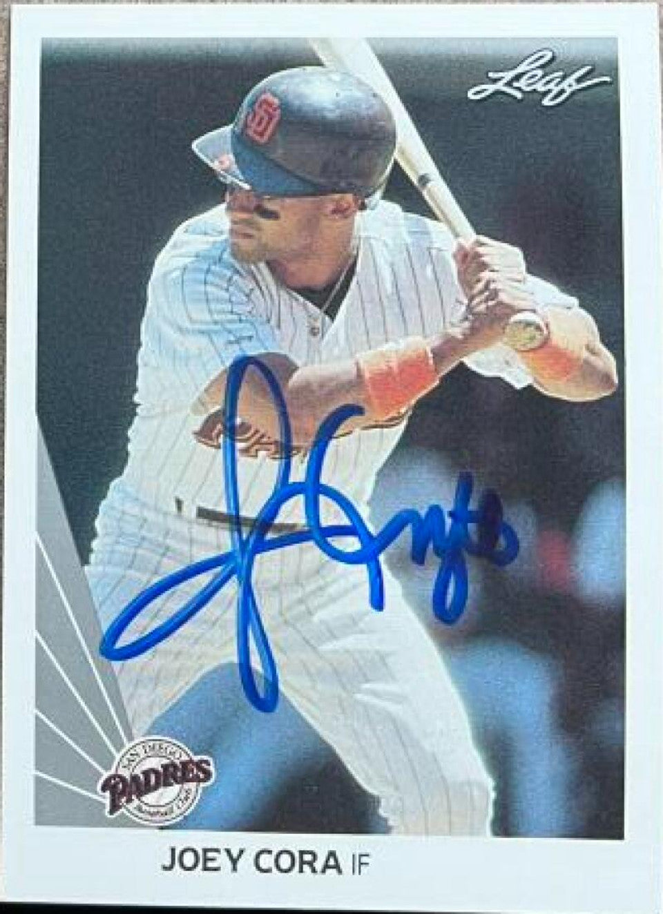 Joey Cora Signed 1990 Leaf Baseball Card - San Diego Padres