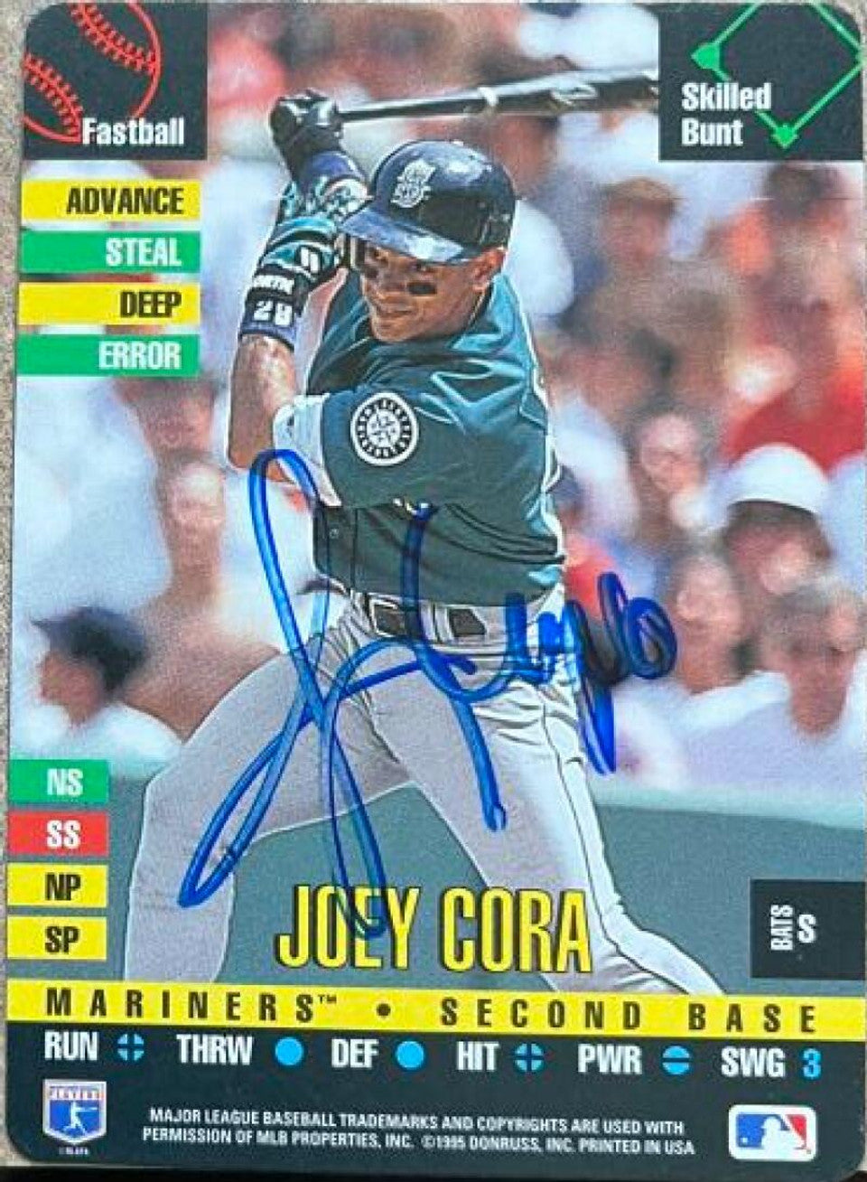 Joey Cora Signed 1995 Donruss Top of the Order Baseball Card - Seattle Mariners