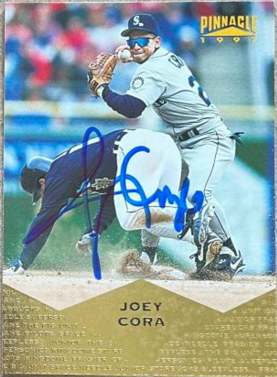 Joey Cora Signed 1997 Pinnacle Baseball Card - Seattle Mariners