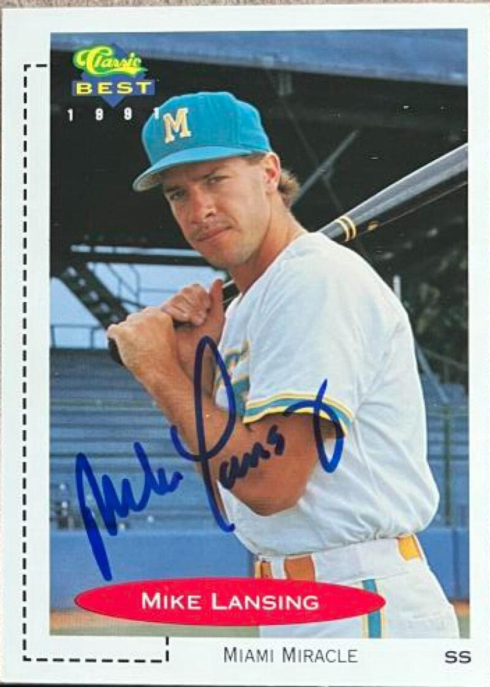 Mike Lansing Signed 1991 Classic Best Baseball Card - Miami Miracle