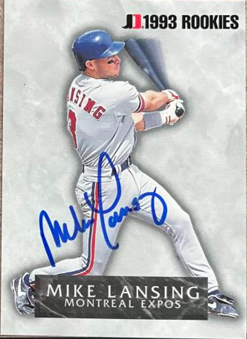 Mike Lansing Signed 1993 Jimmy Dean Rookies Baseball Card - Montreal Expos