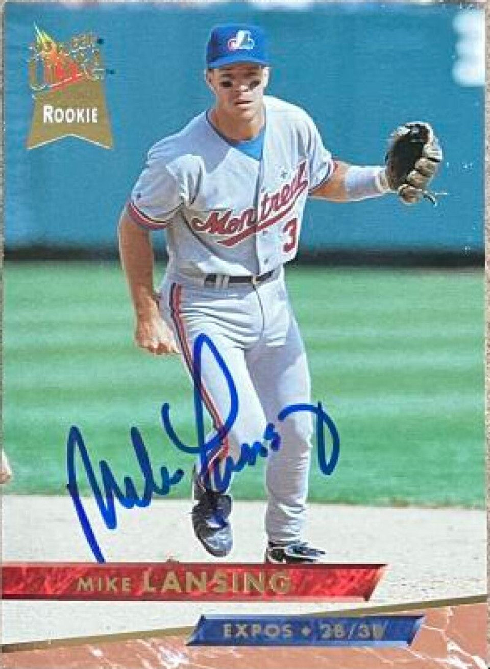 Mike Lansing Signed 1993 Fleer Ultra Baseball Card - Montreal Expos