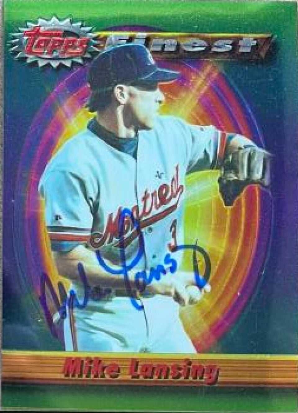 Mike Lansing Signed 1994 Topps Finest Baseball Card - Montreal Expos