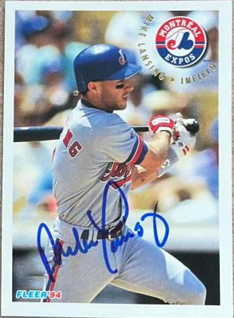 Mike Lansing Signed 1994 Fleer Baseball Card - Montreal Expos