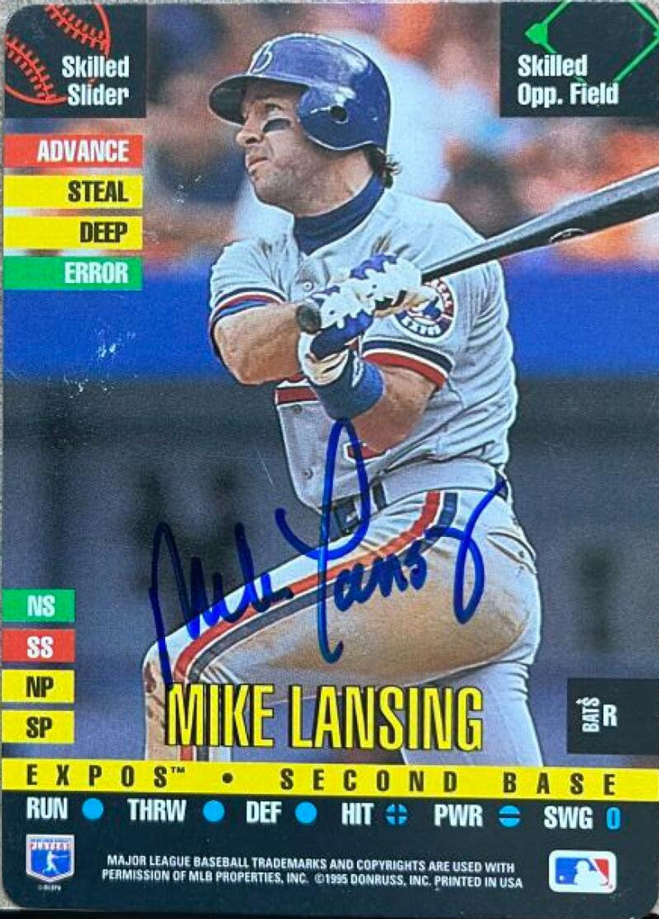 Mike Lansing Signed 1995 Donruss Top of the Order Baseball Card - Montreal Expos