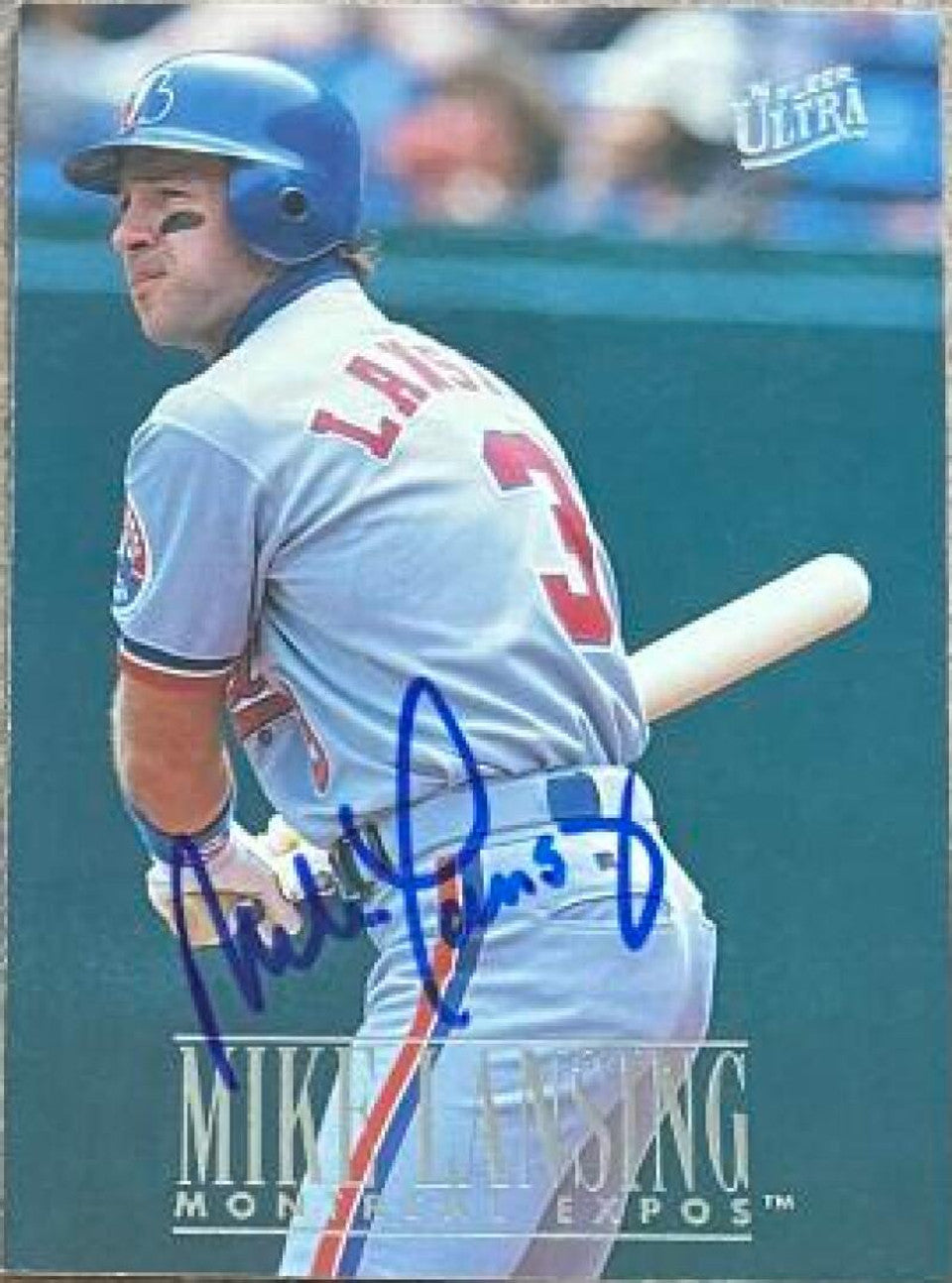 Mike Lansing Signed 1996 Fleer Ultra Baseball Card - Montreal Expos