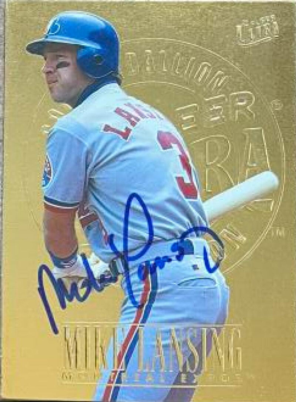 Mike Lansing Signed 1996 Fleer Ultra Gold Medallion Baseball Card - Montreal Expos