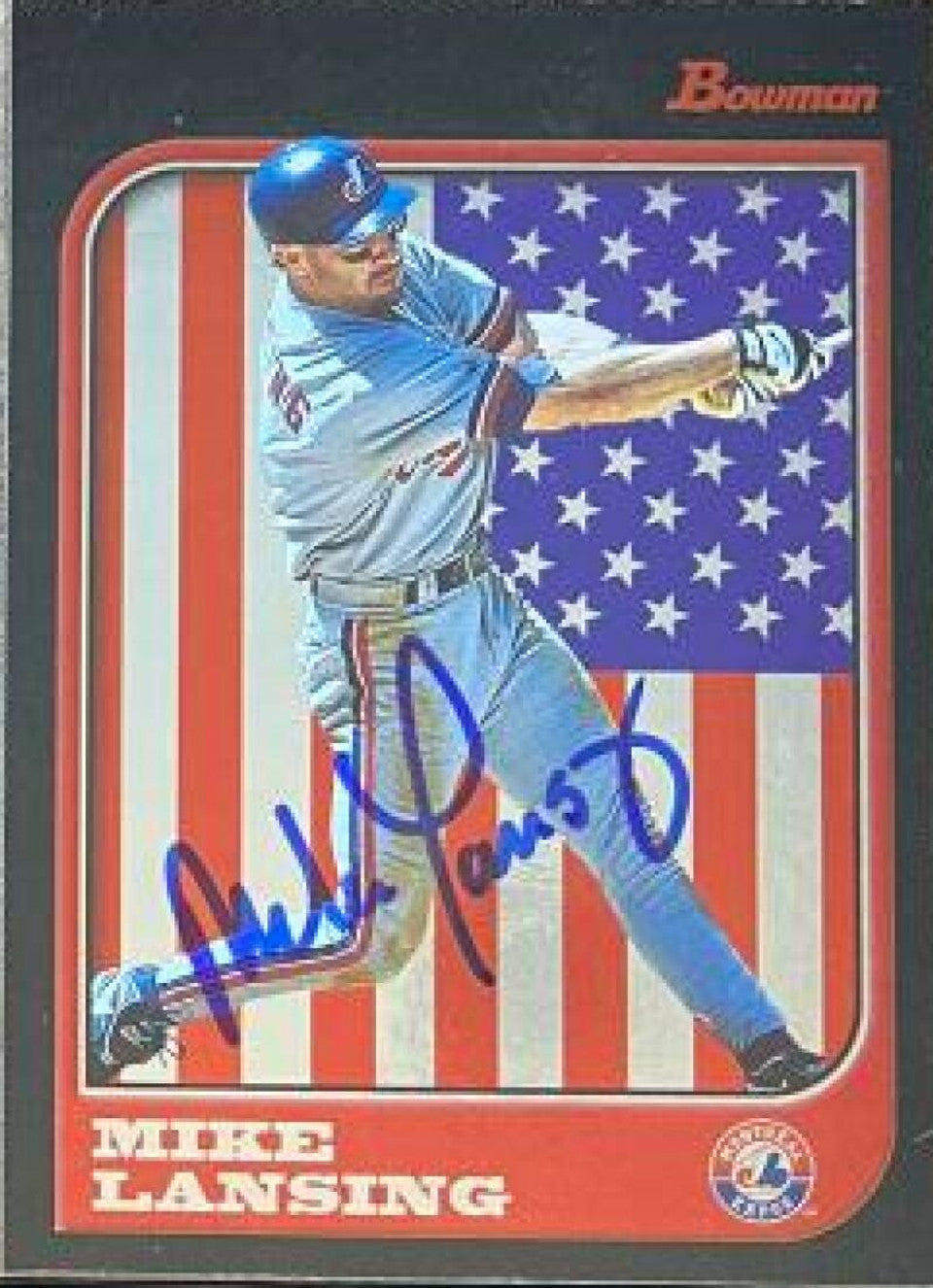 Mike Lansing Signed 1997 Bowman International Baseball Card - Montreal Expos