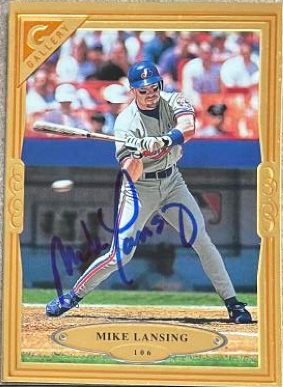 Mike Lansing Signed 1997 Topps Gallery Baseball Card - Montreal Expos