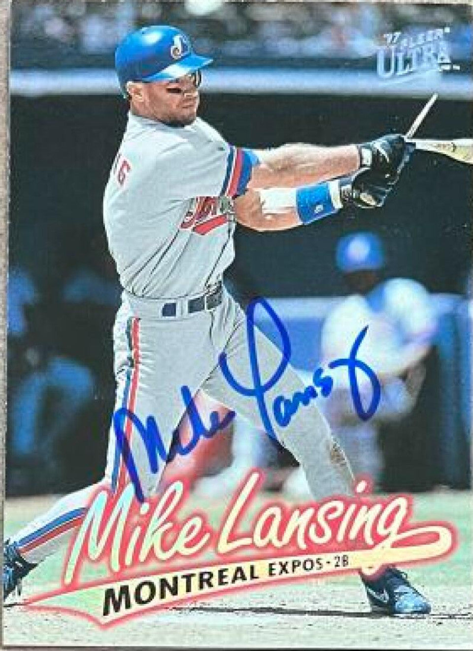 Mike Lansing Signed 1997 Fleer Ultra Baseball Card - Montreal Expos