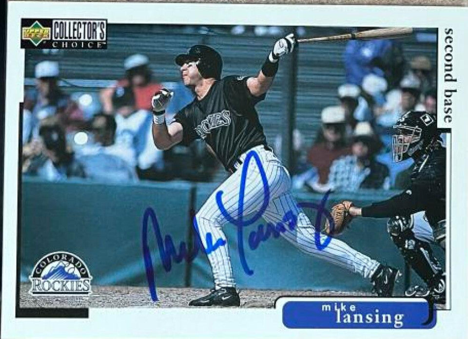 Mike Lansing Signed 1998 Collector's Choice Baseball Card - Colorado Rockies