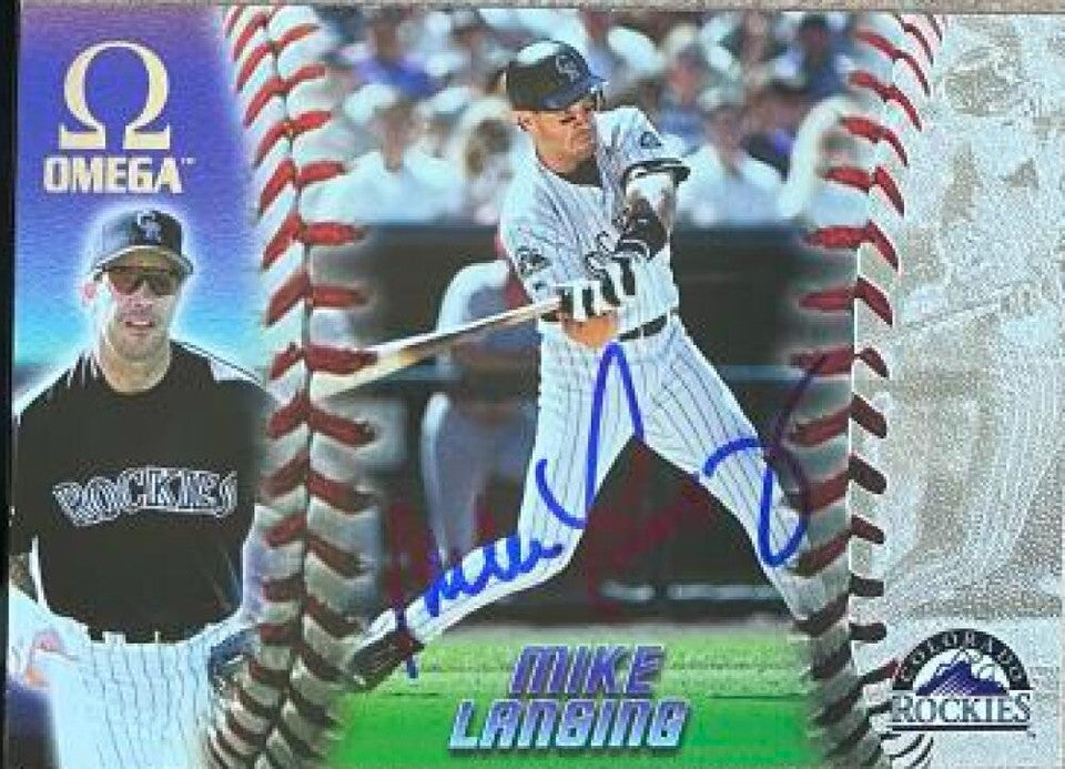 Mike Lansing Signed 1998 Pacific Omega Baseball Card - Colorado Rockies