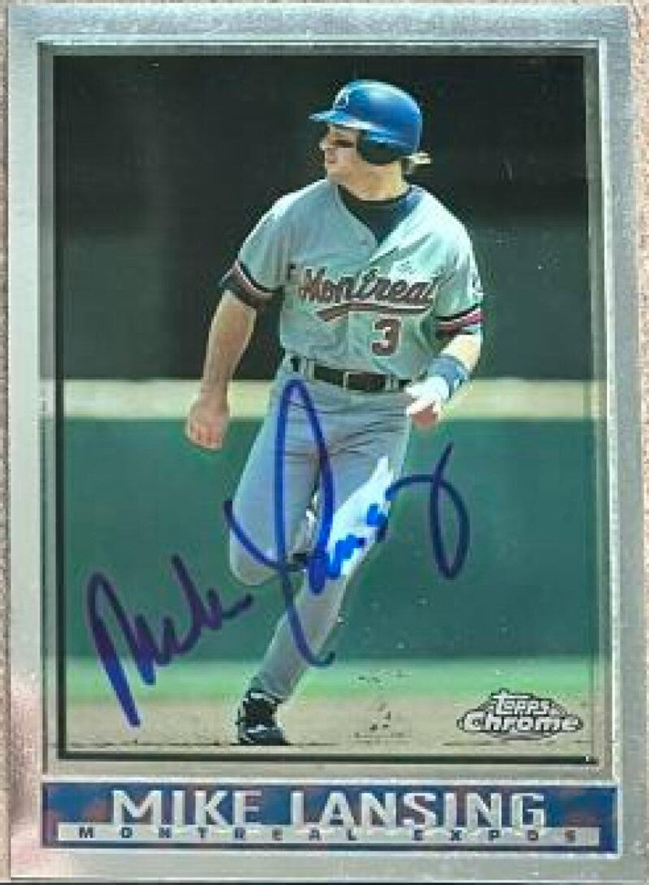 Mike Lansing Signed 1998 Topps Chrome Baseball Card - Montreal Expos