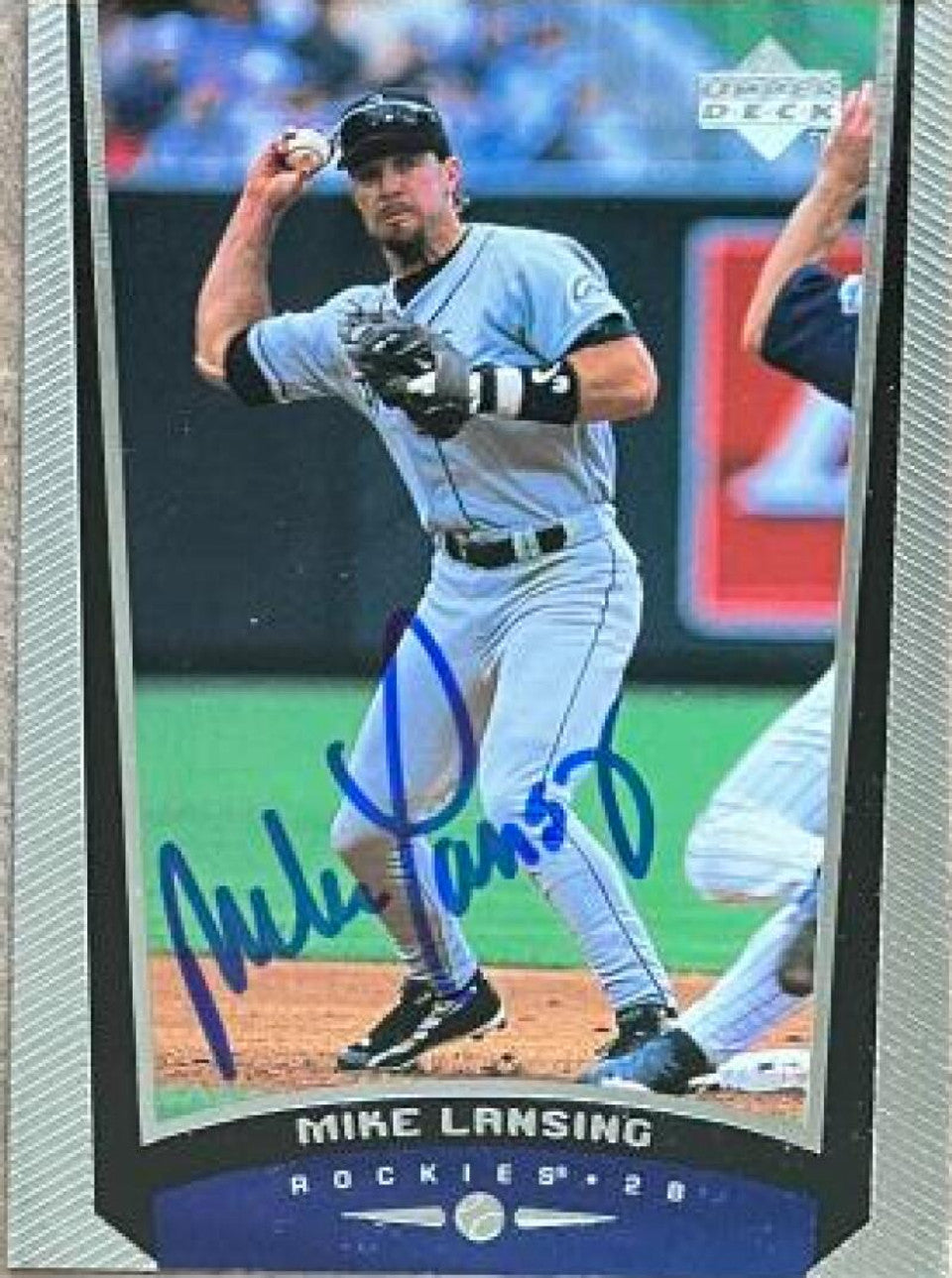 Mike Lansing Signed 1999 Upper Deck Baseball Card - Colorado Rockies