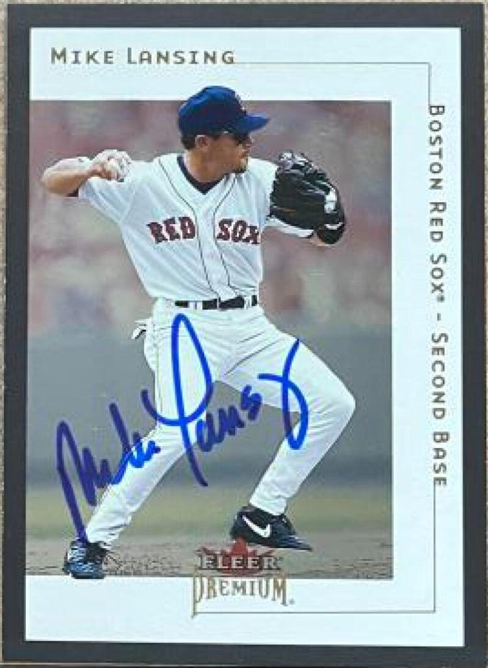 Mike Lansing Signed 2001 Fleer Premium Baseball Card - Boston Red Sox