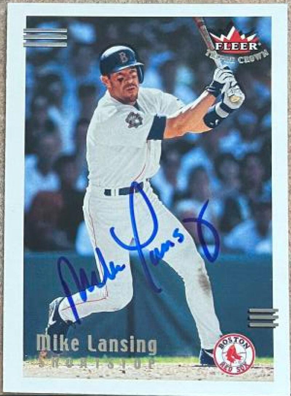 Mike Lansing Signed 2002 Fleer Triple Crown Baseball Card - Boston Red Sox