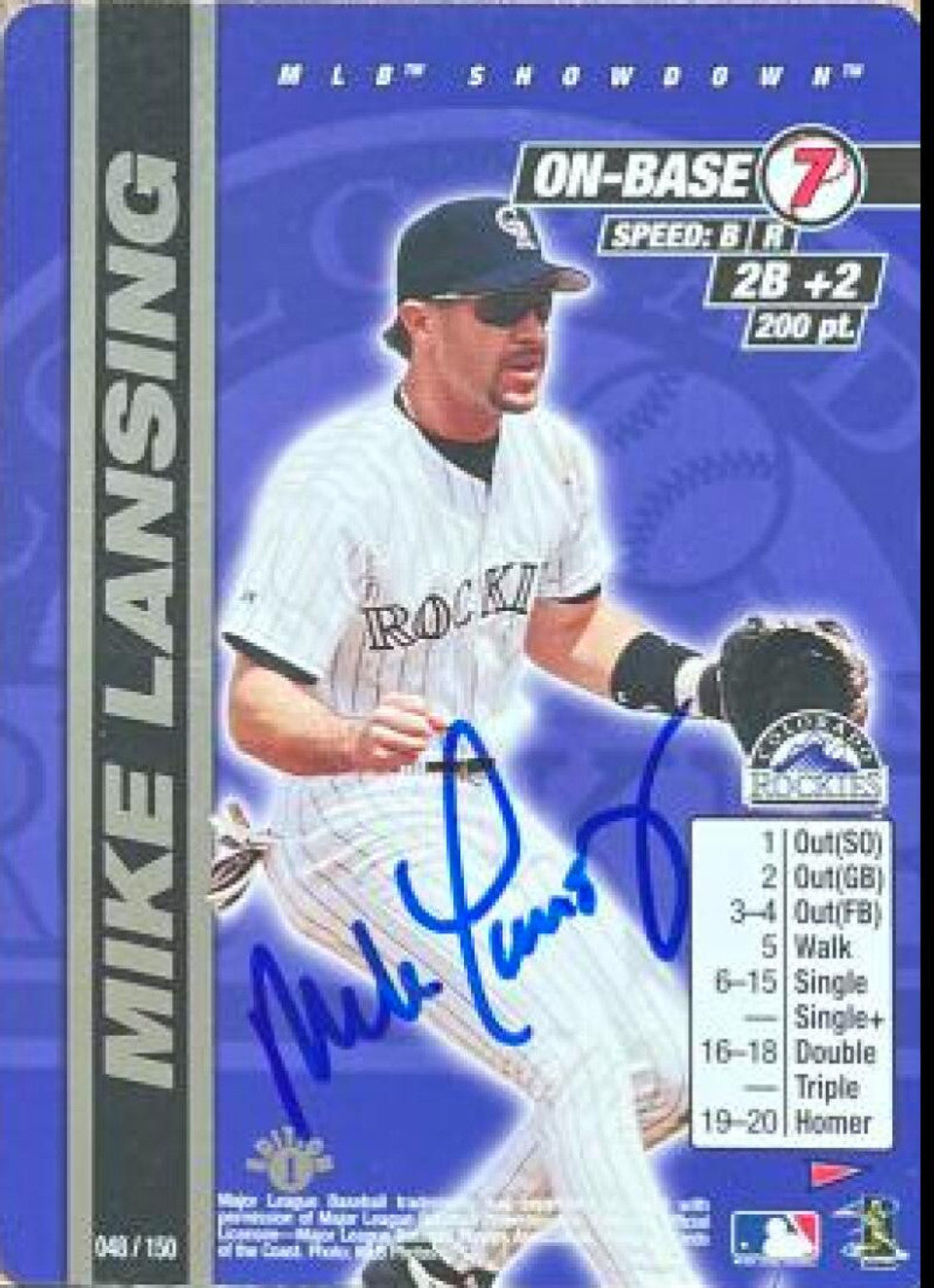 Mike Lansing Signed 2000 MLB Showdown 1st Edition Baseball Card - Colorado Rockies