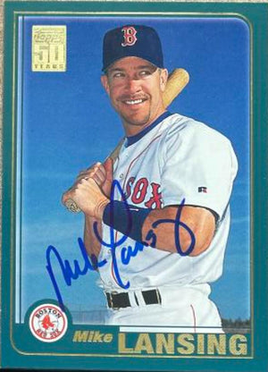 Mike Lansing Signed 2001 Topps Baseball Card - Boston Red Sox