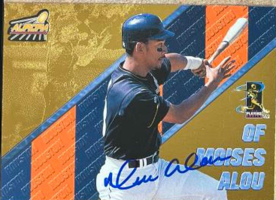 Moises Alou Signed 1998 Pacific Aurora Pennant Fever Baseball Card - Houston Astros