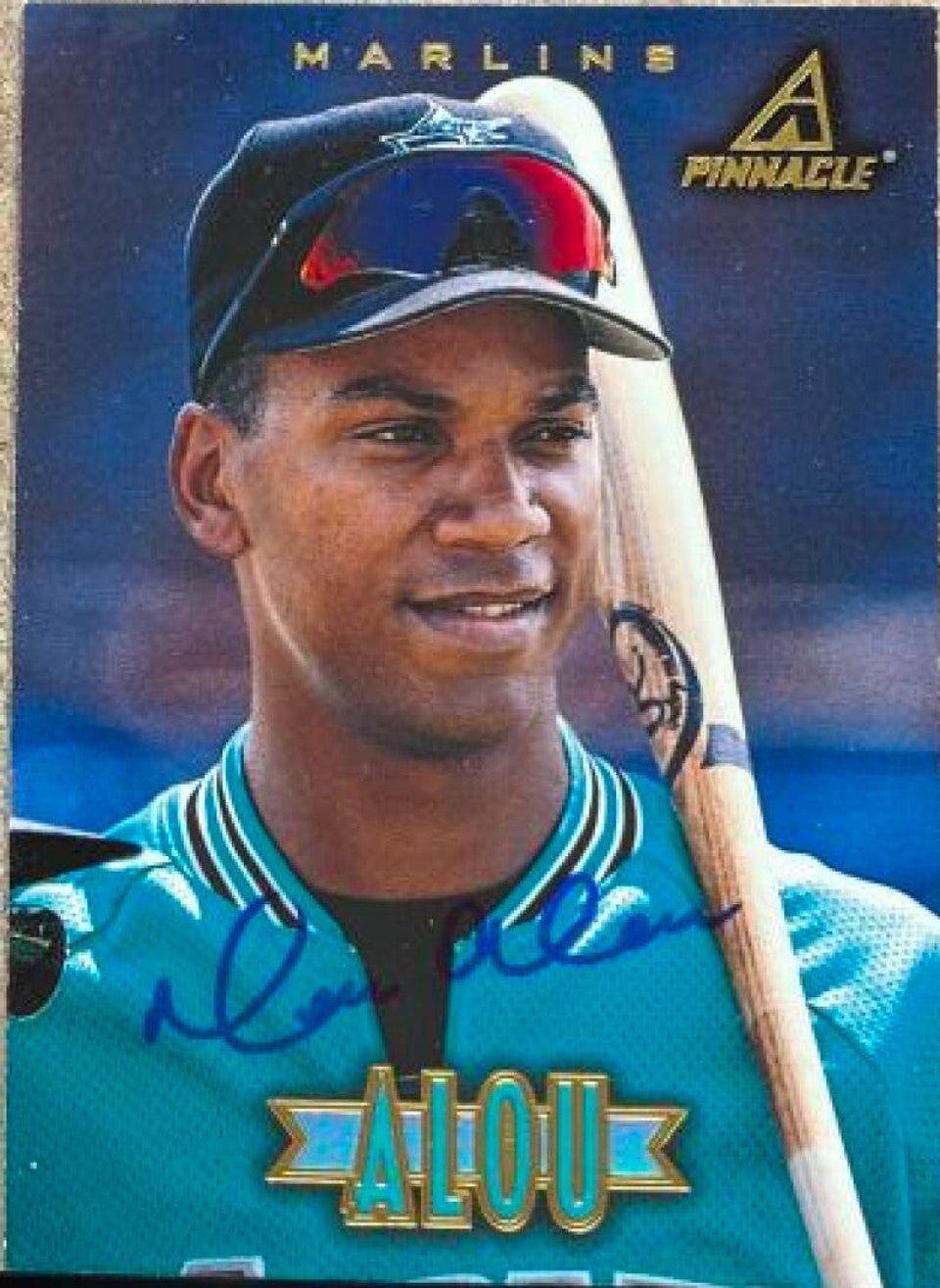 Moises Alou Signed 1997 New Pinnacle Baseball Card - Florida Marlins