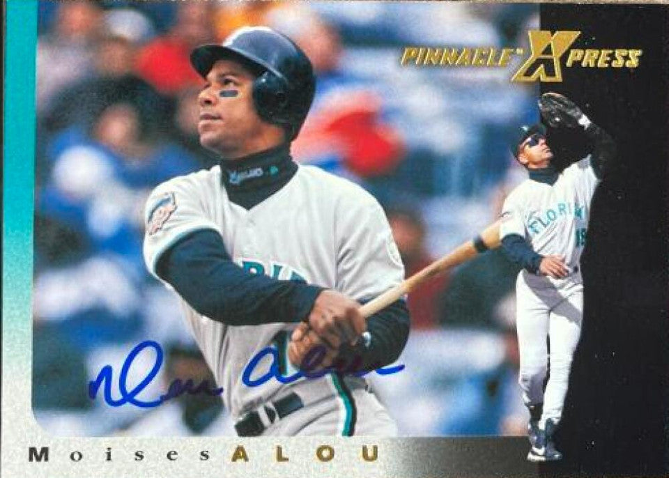 Moises Alou Signed 1997 Pinnacle X-Press Baseball Card - Florida Marlins