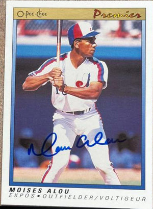 Moises Alou Signed 1991 O-Pee-Chee Premier Baseball Card - Montreal Expos