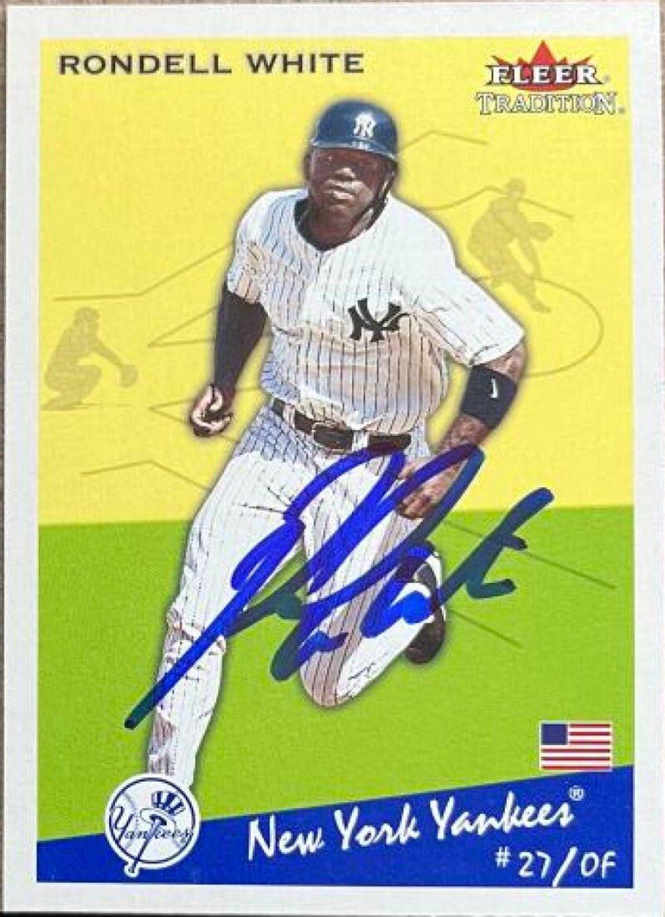 Rondell White Signed 2002 Fleer Tradition Update Baseball Card - New York Yankees