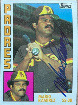 Mario Ramirez Signed 1984 Topps Baseball Card - San Diego Padres