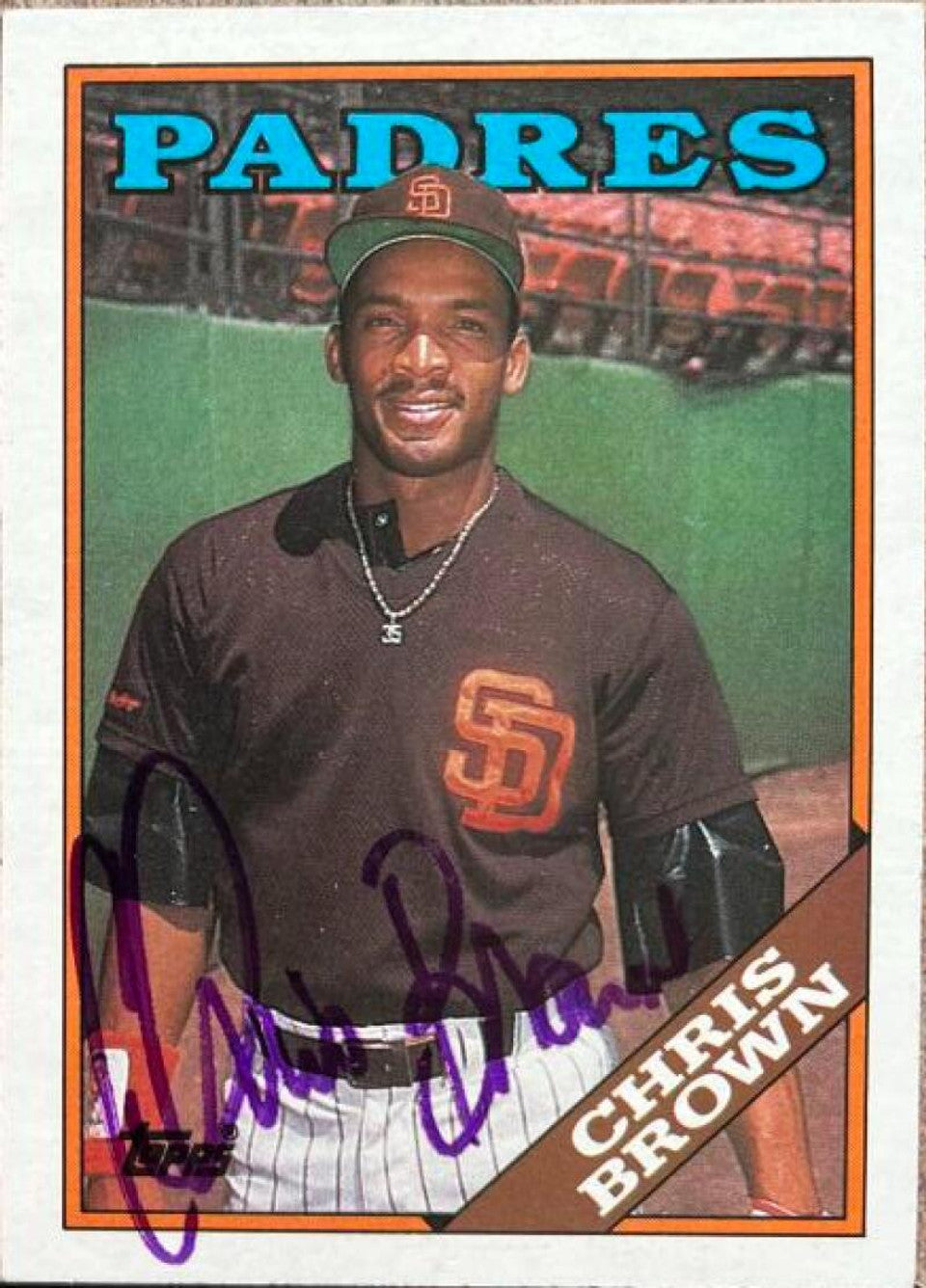 Chris Brown Signed 1988 Topps Baseball Card - San Diego Padres