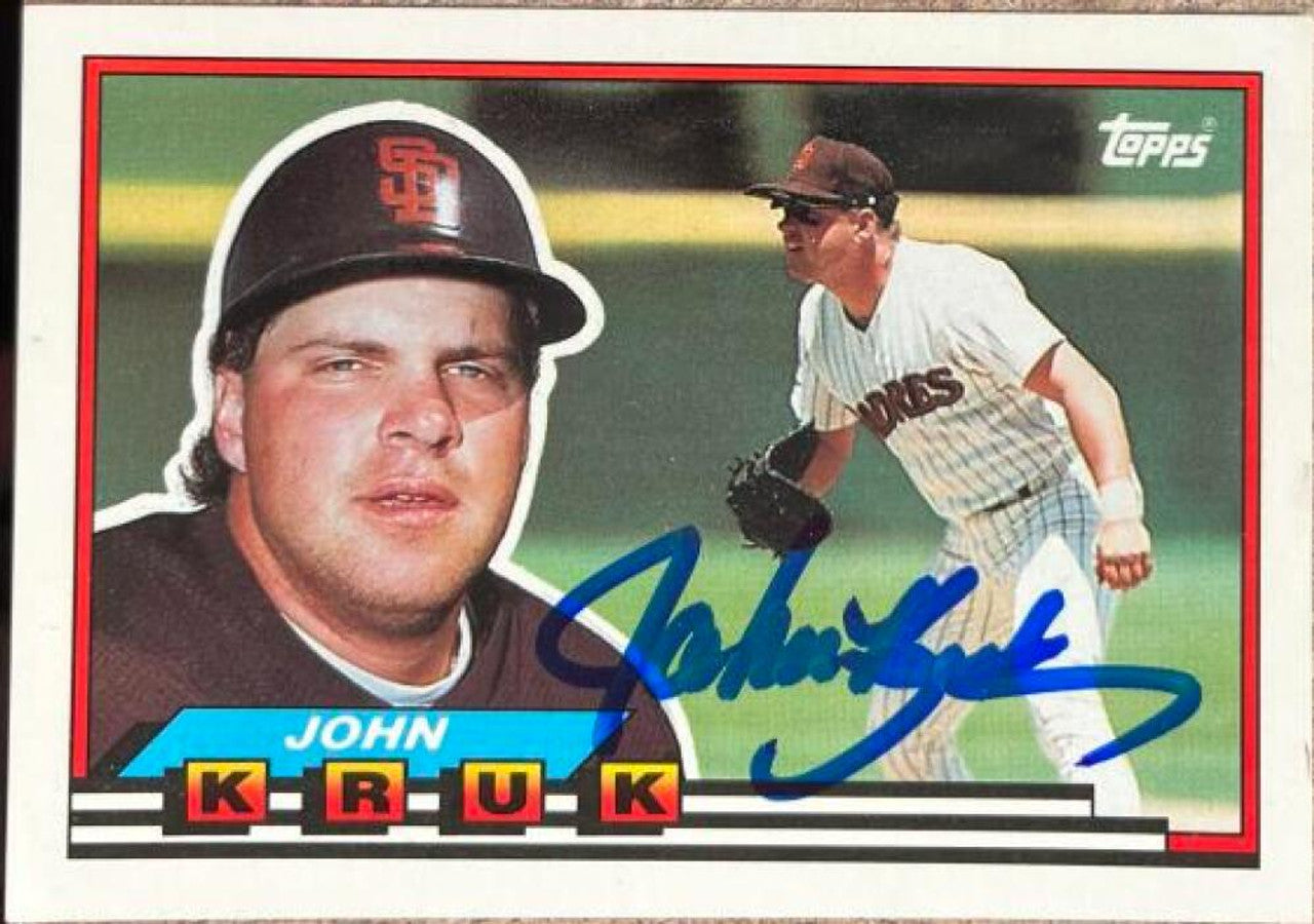 John Kruk Signed 1989 Topps Big Baseball Card - San Diego Padres