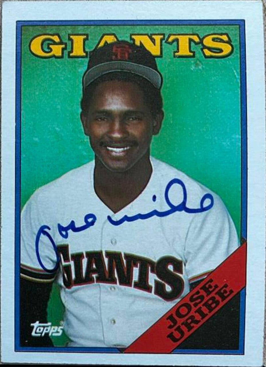 Jose Uribe Signed 1988 Topps Baseball Card - San Francisco Giants