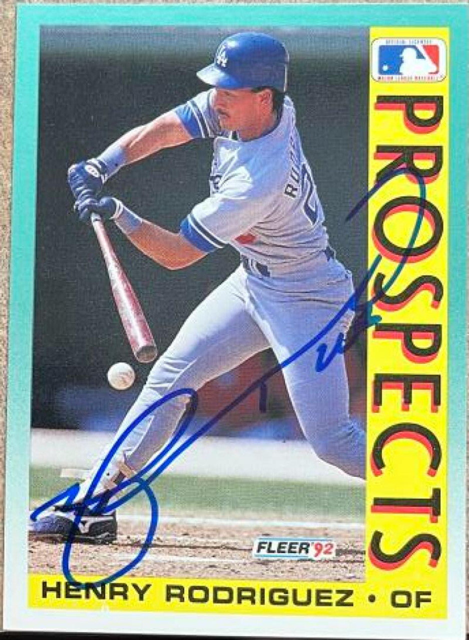 Henry Rodriguez Signed 1992 Fleer Baseball Card - Los Angeles Dodgers