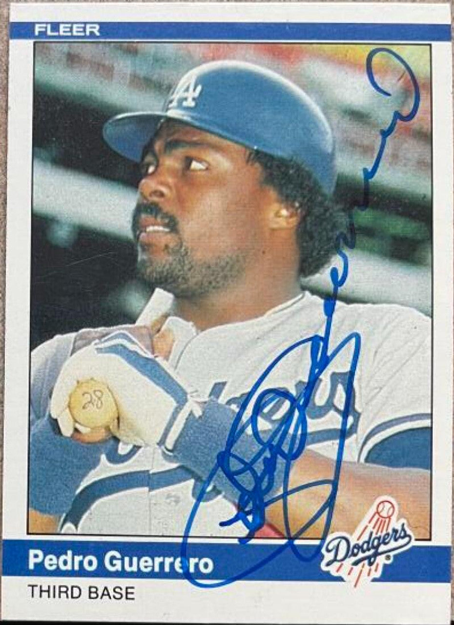 Pedro Guerrero Signed 1984 Fleer Baseball Card - Los Angeles Dodgers