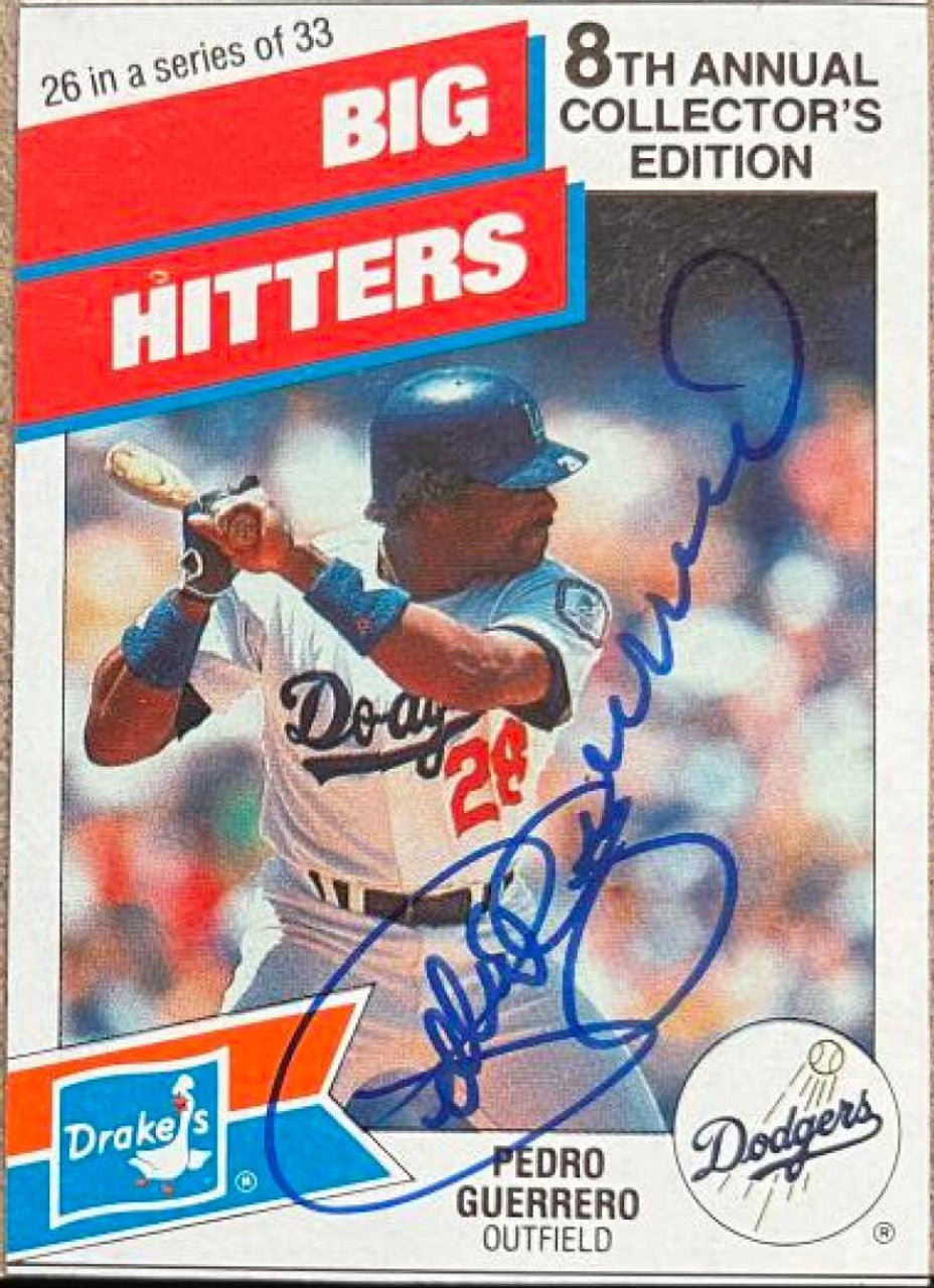 Pedro Guerrero Signed 1988 Drake's Big Hitters Baseball Card - Los Angeles Dodgers