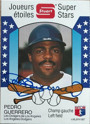 Pedro Guerrero Signed 1987 Stuart Superstars Baseball Card - Los Angeles Dodgers