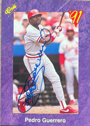 Pedro Guerrero Signed 1991 Classic Baseball Card - St Louis Cardinals