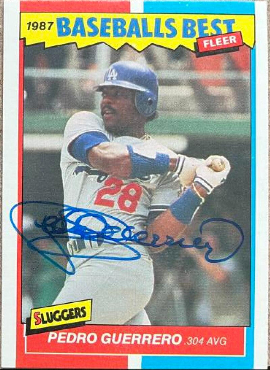 Pedro Guerrero Signed 1987 Fleer Baseball's Best Sluggers Baseball Card - Los Angeles Dodgers