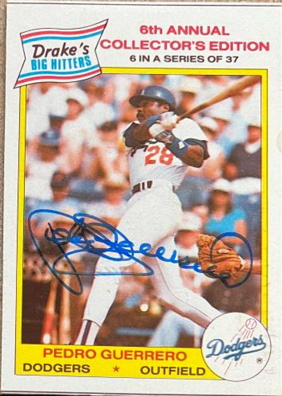 Pedro Guerrero Signed 1986 Drake's Big Hitters Baseball Card - Los Angeles Dodgers