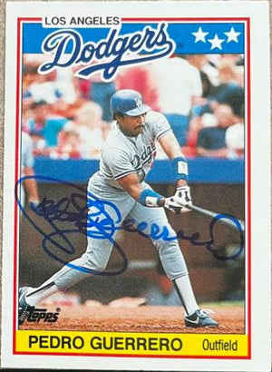 Pedro Guerrero Signed 1988 Topps UK Mini Baseball Card - Los Angeles Dodgers